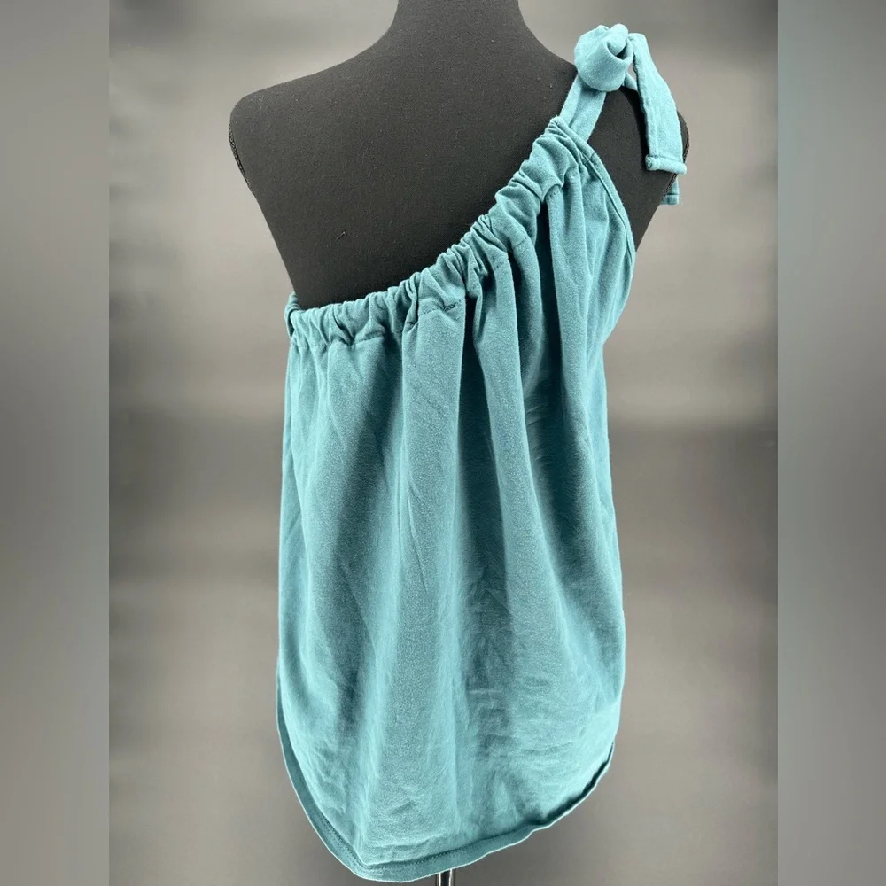 #79- BiBi One-Shoulder Teal Blue Top Size M - Picture 3 of 7